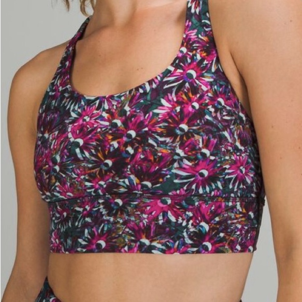 Lululemon Energy Bra Longline Floral Electric Multi Size 4 - Picture 3 of 10